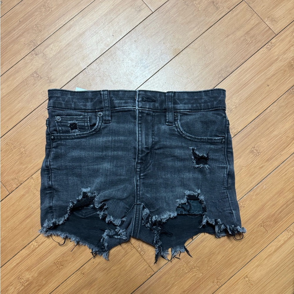 Distressed Black Denim Jean Shorts - Women's